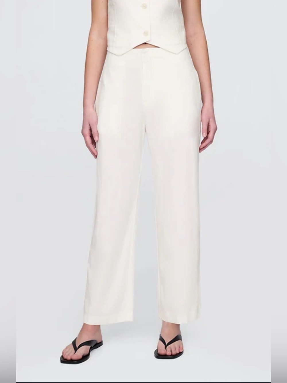 NWT Gap Linen High-Rise Wide-Leg Trousers in Ivory size 4